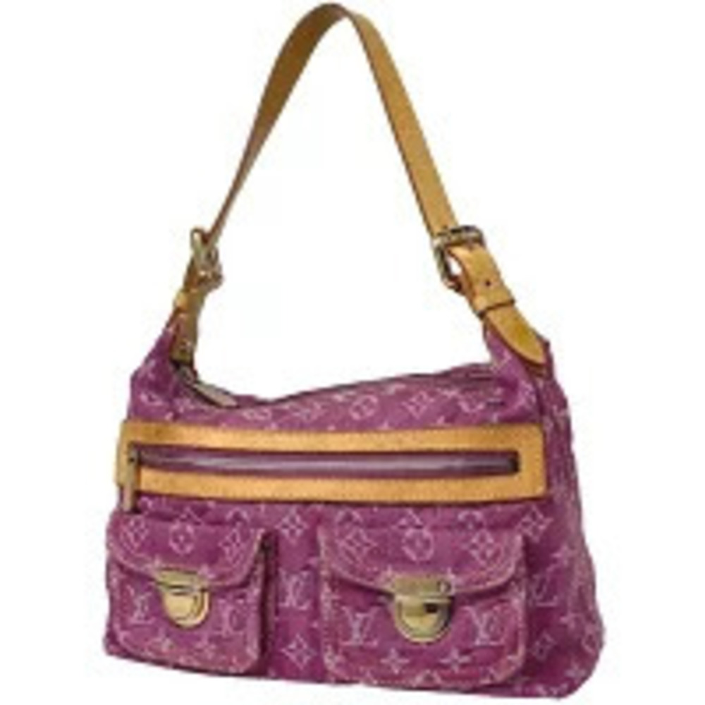 Louis Vuitton Baggy Shoulder Bag Crossbody Hobo Monogram Denim Fuchsia Pink